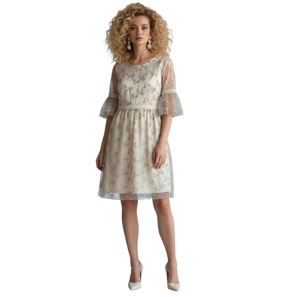 Vintage Poligram Elegant Cream Lace Dress